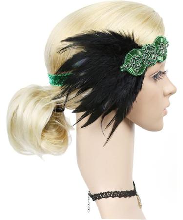 HAPINARY Feather Headdress Vintage Hairband Hair Band Headdress for Party Hairband Party Headdress Hijab 1920s Headband Dance Headpiece Turban Party Headwear Bride Accessories Prom One Size Green - Buy Online on SooperMarket.com