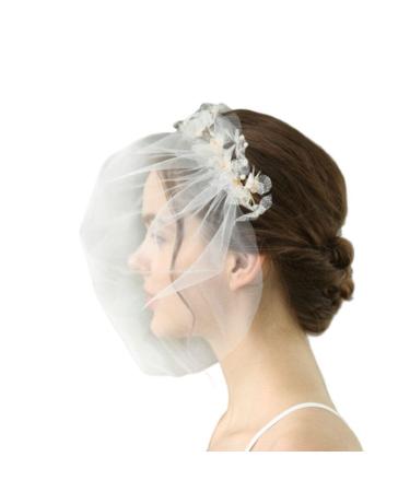 minkissy Party Hair Accessories Wedding White Veil Veils for Brides Pearl White Veil Lace Bridal Veil Wedding Birdcage Veil Women Wedding Veil Golden Hairband Manual Women's Headband