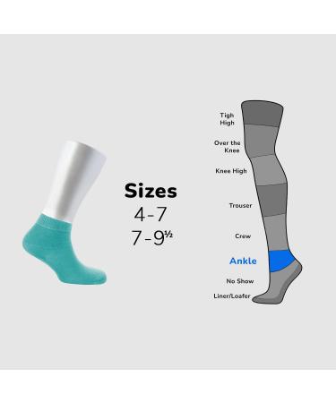 Cosyfeel Women Loose Diabetic Socks | 4-Pack Neuropathy Ankle Socks for Ladies | Super Soft Eco-Friendly Bamboo Material | Durable with Seamless Toe | Multicolour Patterns | 4 Seasons 7-9 1/2 BLUE CURACAO - Buy Online on SooperMarket.com