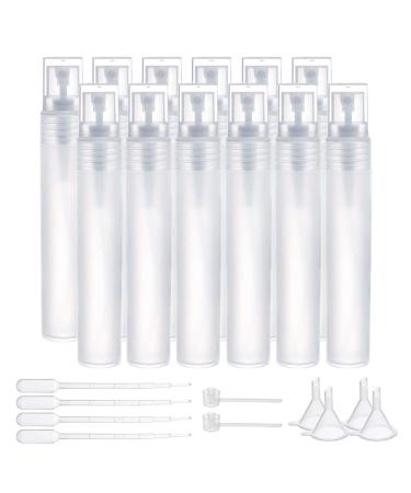 Benecreat 12 pack 20 ml white mini travel spray bottles with 4 partly funnel 4 partly 1ml pipette and 2-part plastic pump for perfume with travel lotion 20ml