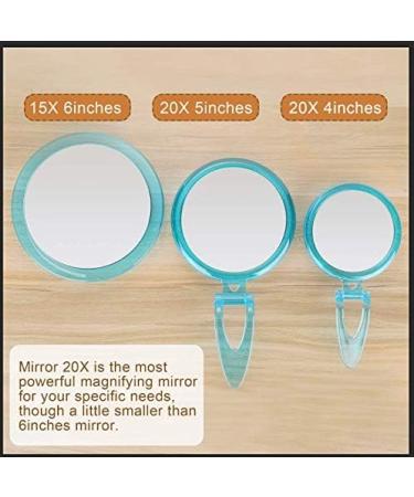 5-Inch 20X Magnifying Mirror | Two Sided | Folding Makeup Mirror for Makeup Application, Tweezing & Blackhead Removal - Blue - Buy Online on SooperMarket.com