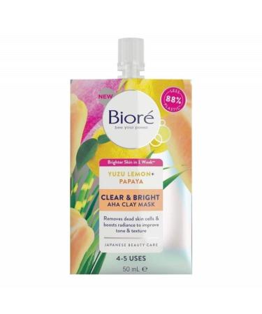 Biore Clear and Bright Yuzu Lemon + Papaya AHA Clay Face Mask 50 ml Clay Mask