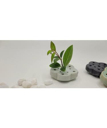 Eco-Friendly Lotus Shaped Clay Floral Holder for Happy and Wealthy Floral Arrangements - White, 2.76 inches - Buy Online on SooperMarket.com