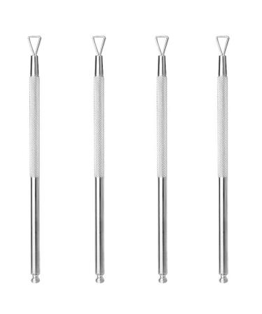 4 Pieces Nail Cuticle Pusher Stainless Steel Cuticle Pusher Triangle Cuticle Peeler Scraper Cuticle Pusher Gel Nail Polish Nail Art Remover Tool for Fingernail and Toenail Silver