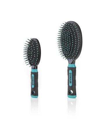 Conair Nylon Bristle Oval Cushion Hair Brush 2-Piece Set with Rubber-Grip Handles - Travel & Full-Sized Brushes - Buy Online on SooperMarket.com