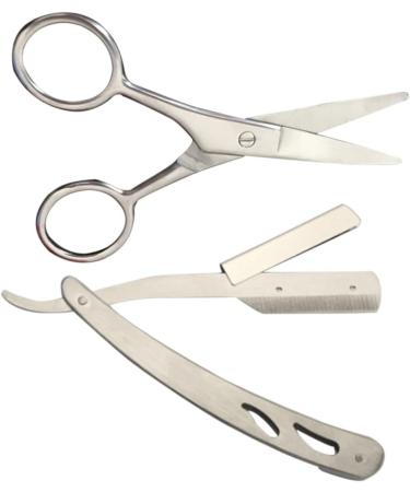 Angoily 6 Pcs Barber Shaving Tools Set | Mustache Scissors & Stainless Steel Manual Razor for Men - International Shipping - Buy Online on SooperMarket.com