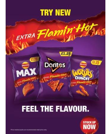 Walkers Max Extra Flamin' Hot Crisps Snacks 15 x 70g PMP Bags - Buy Online on SooperMarket.com
