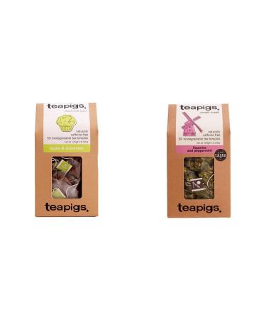 Teapigs Apple and Cinnamon Tea Bags Made With Whole Fruit Pieces (1 Pack of 50 Tea Bags) & Teapigs Liquorice and Peppermint Tea Made With Whole Flowers (1 Pack of 50 Tea Bags) + Peppermint Tea 50 Count (Pack of 1)