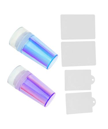 AOKWAWALIY 2 Sets Nail Stamp Nail Kits Girl Nail Art Printing Accessory Nail Art Stencils Nail Accessories Nail Pattern Printing Stamper Silica Gel Scraping Board Fully Transparent 6.5X3X3CM Purple Blue