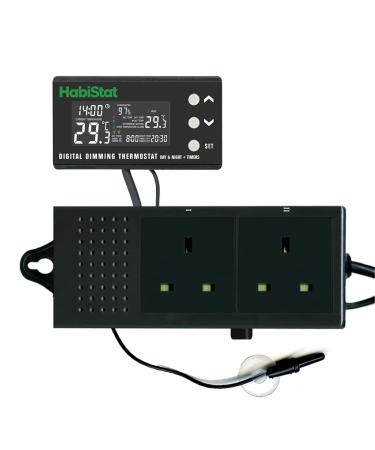 Habistat - Digital Dimming Thermostat - Day And Night Timer - Waterproof - 3 Metre Long Sensor - Adjustable Alarm - Perfect For Reptile Encourages - 600 Watt