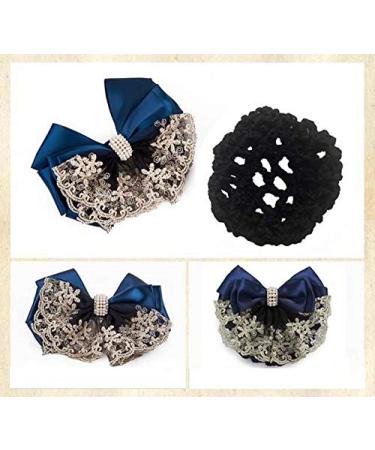 2Pcs Professional Hair Bun Cover Net Snood with Lace Pearl Decoration - Black Hair Accessories for Women Nurses and Stewardesses - Buy Online on SooperMarket.com