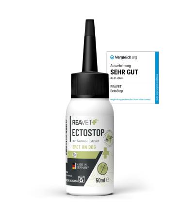 REAVET ECTOSTOP SPOT on Dog 50ml - flea remedy dog & tick agent with neem oil extract - effectively against ectoparasites ticks fleas mites