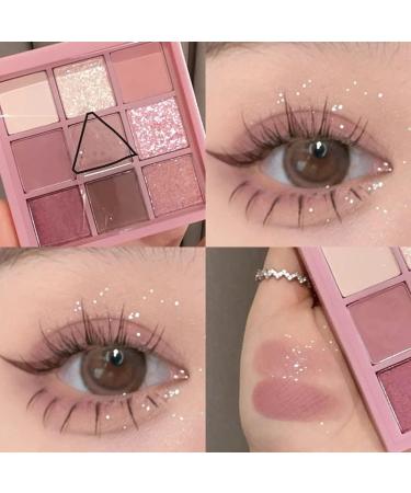 Lovelycat 9 Colors Glitter Eyeshadow Makeup Palette Matte High Pigmented Colorful Creamy Texture Eye Shadow Powder Natural Waterproof Long Lasting Eyeshadow Powder Cosmetics (rose) - Buy Online on SooperMarket.com