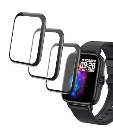 smaate 3D Screen Protector for T42 Y22 Y20GT Compatible with ANDFZ T42 Smaiit Y22 WZWNEER BANLVS DXPICR Y20GT 1.7 Smartwatch w/calls dial & SMS text 3-Pack Curved Edge frame Anti-shatter