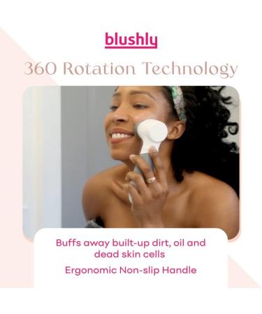 Blushly Facial Cleansing Brush - 360 Degree Exfoliating Facial Brush - Skin Care Routine Essential for Deep Cleaning - Pink - Buy Online on SooperMarket.com
