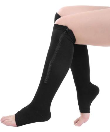 Buy Compression Socks for Men & Women - Zippered Calf & Knee Support Varicose Relief (Black L/XL) - Buy Online on SooperMarket.com