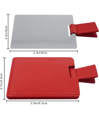 Shatterproof Stainless Steel Compact Mirror for Purses Unbreakable Mirror Travel with PU Leather Case Cover Handheld Camping Shaving Mirror for Women & Men Makeup Gift (Red) - Buy Online on SooperMarket.com