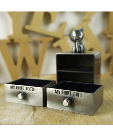 A Set of My First Tooth & Curl Trinket Boxes Tin Baby Keepsake Christening Boy Girl Gift - Antique Silver 4 - Buy Online on SooperMarket.com
