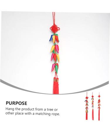 PRETYZOOM Colorful Decor Chinese New Year Chili Pendant Home Decor Red Decor Wedding Celebration Decor Tassel Fake Chili Red 50x8x1cm - Buy Online on SooperMarket.com