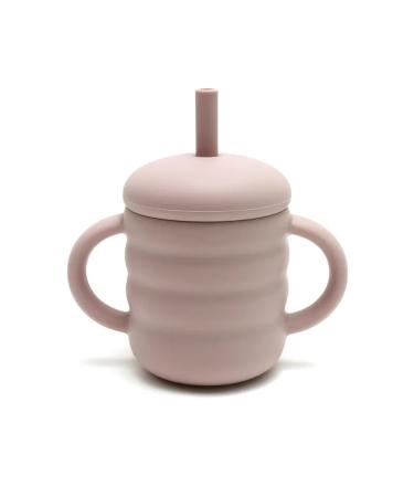 Airfish Mini Cup + Straw Training System - 100% Silicone Training Cup for Toddlers  Shatterproof Toddler Sippy Cups with Straw  Open Cup for Baby  6+ Months 4 Oz (Pink)