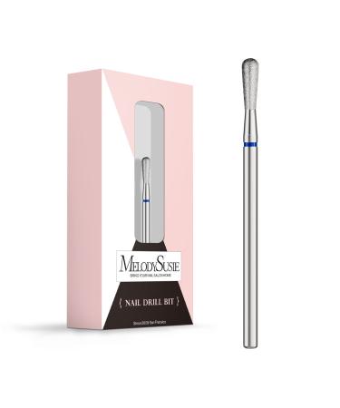 MelodySusie 2.5mm Pear Shape Cuticle Clean Nail Drill Bit 3/32'' Professional Safety Carbide Diamond Under Nail Cleaner for Cuticle Dead Skin Nail Prepare Beginners Bits Series Bit-S Medium Medium-M 4mm Ball Cuticle Bit