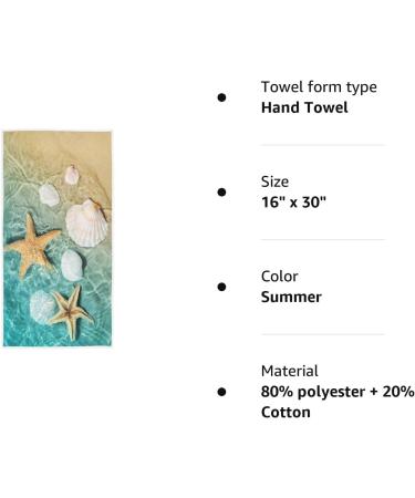 Wamika Beach Summer Hand Towels - Seashells Starfish Design for Bath & Kitchen Decor - Soft Thin Guest Towel - 16 X 30 in - Buy Online on SooperMarket.com