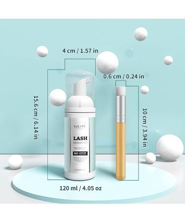 Eyelash Extension Shampoo 120ml & Brush - Gentle Foam Cleanser for Natural Lashes, Paraben & Sulfate Free - Ideal for Salon and Home Use - Buy Online on SooperMarket.com