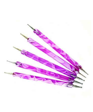 Zonster 2 Way Dotting Pen Double Ended Nail Art Manicure Pedicure Dot Color Dotting Painting Marbling Pen Tool Purple
