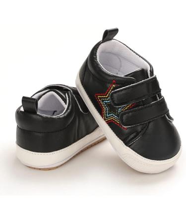 Cheerful Mario Baby First Walking Shoes - Soft PU Leather Prewalkers 3-6 Months (Black Star) - Buy Online on SooperMarket.com