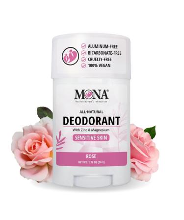 MONA BRANDS All Natural Deodorant For Women & Men | For Sensitive Skin | No Aluminum or Baking Soda | (ROSE 1.76 Oz)