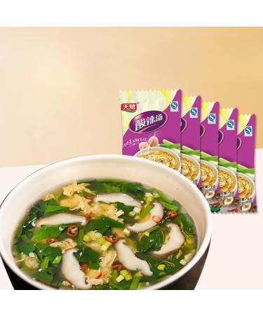 Sour and Spicy Tomato Soup Chinese Snack Gift healthy and Nutritious Breakfast convenient Instant Food Ready To Eat Fresh Vegetable Soup instant Seaweed mushroom Soup 8g/bag (hot and sour 100bag) hot and sour 100bag