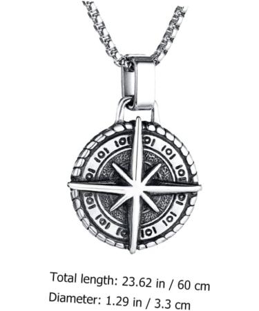 CHILDWEET 1pc Compass Necklace Mens Necklace Mens Pendants Vintage Star Necklace Man Stainless Steel Jewelry - Buy Online on SooperMarket.com
