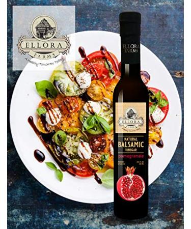Ellora Farms Pomegranate Infused Aged Balsamic Vinegar 8.45oz - All Natural, No-Additives, Italian Glass Bottle - Buy Online on SooperMarket.com