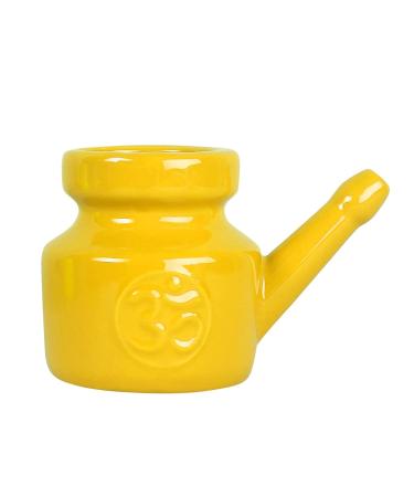 ciyeu 350Ml Ceramic Neti Pot Nose Cleaning Pot Leakproof Spout Pot for Nasal Rinsing Nose Washing Men Women Yellow