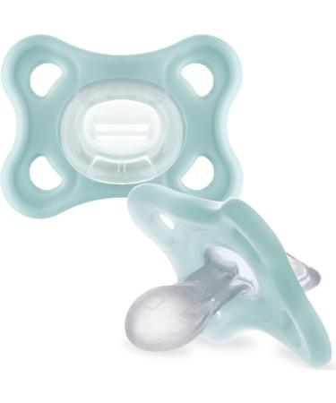 MAM Comfort All-Silicone Soothers 3-12 Months - Size 2 (Pack of 2) Lightweight Baby Soother Newborn Essentials with Self-Sterilising Case Grey (Designs May Vary) Neutral 2-6 months