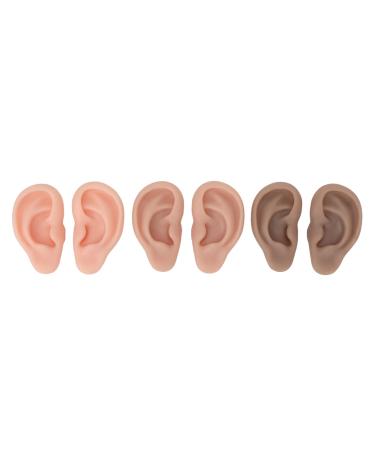 Artificial Ear Model Reusable 3 Colors Soft 3 Pairs Human Ear Model for Home