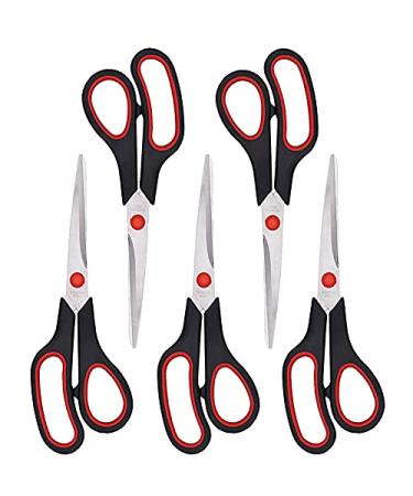 Scissors, Multipurpose office Scissors ,8.5 Inch Ultra Sharp Shears, Comfort-Grip Handles Household scissors,Sturdy Sharp Craft Supplies - Pack of 5, Right/Left Hande