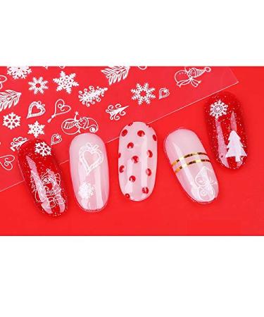 Brishow Christmas Nail Stickers 8 Sheets Nail Polish Stickers Self-Adhesive Elk Snow Nail Art Decals Full Wraps Nail Art Designs for Women Girls