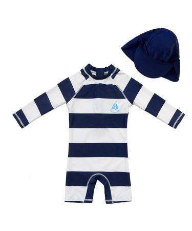upandfast Baby Girl One Piece Swimwear Suits with Sun Hat Toddler Swimsuits UPF 50+ Sun Protection 18-24 Months Stripe