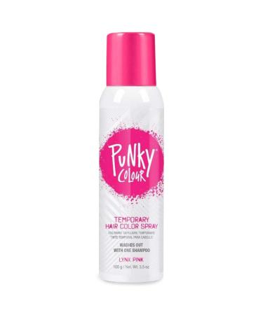 Punky Temporary Hair Color Spray, Lynx Pink, Fast-Drying, Non-Sticky, Non-Damaging, Travel Size Hair Dye for Instant Vivid Hair Color, 3.5 oz 3.5 Ounce (Pack of 1) Lynx Pink