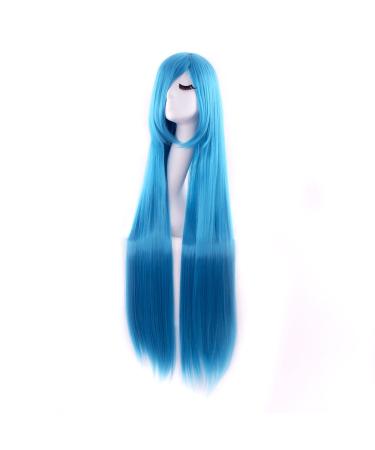 MapofBeauty 40" Anime Costume Long Straight Cosplay Wig Party Wig (Azure Blue)