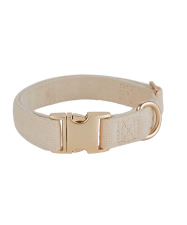 YUDOTE Ultra-soft dog collar natural cotton cord for medium dogs with sensitive skin cream white M (1 pack) cream white