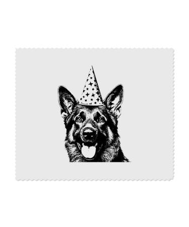 2 x Glasses cleaning cloths "German Shepherd with party hat" (LC00024411)