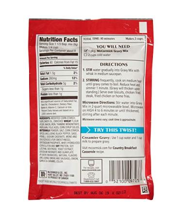 McCormick Country Gravy Mix  Sausage Flavor  2.64 oz(Pack of 5) - Buy Online on SooperMarket.com