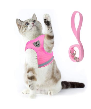 Supet cat dishes Breaking-safe cat leash with dishes for cats soft cats vest for kitten dogs chihuahua (l pink) l (chest size: 38-43 cm) pink)