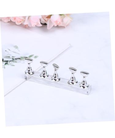 Healeved 2 Sets Nail Art Accessories Crystals for Nails Nail Polish Tips Stand Tool Stand Nail Practice Stand Nail Tips Holder Fake Nail Holder Nail Art Tip Display Base Frame Magnet 2.5*1cm Silver - Buy Online on SooperMarket.com