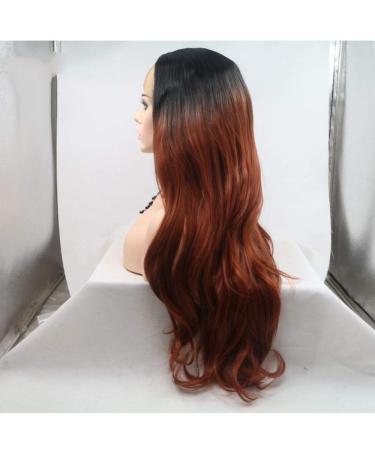 SHIYID Natural Black to Brown Red Wave Lace Front Wigs | Long Heat Resistant Synthetic Hair Wigs for Stunning Styles - Buy Online on SooperMarket.com