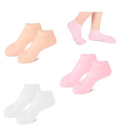Exin dehcen 3 pairs of moisturizing silicone socks women anti-slip soft moisturizing silicone socks for feet silicone moisture socks spa-gel socks foot care for dry cracked feet