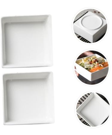 ABOOFAN 2pcs Sauce Dish Dishes Porcelain Saucer Dish Snack Plate Square Seasoning Dish Mini Porcelain Bowls Small Snack Dish Food Seasoning Dish White Ceramics Condiment Platter - Buy Online on SooperMarket.com
