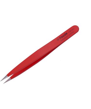 FAUDE Pointed Tweezers - Precision Stainless Steel Tweezers for Splinters Thorns & Ingrown Hairs | 10cm Red | International Shipping - Buy Online on SooperMarket.com